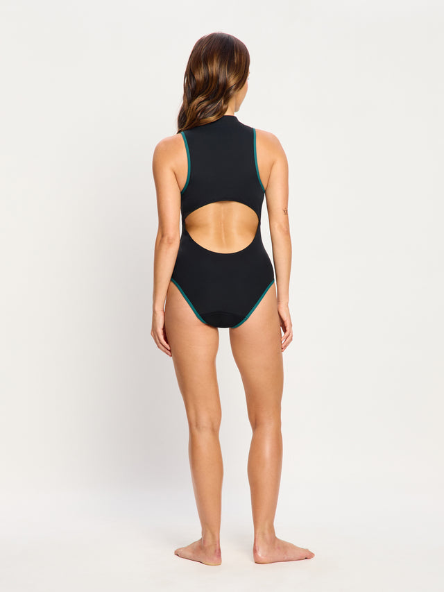 Puma X Modibodi Swimwear Zip Front One Piece Super Black Orchid