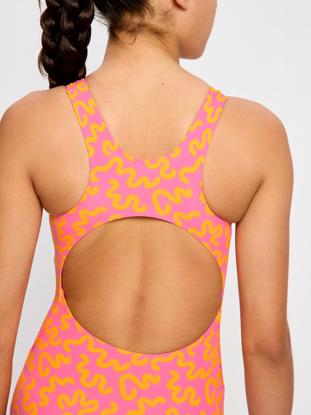 Teen Swimwear Racerback One Piece Light Wavy Pink