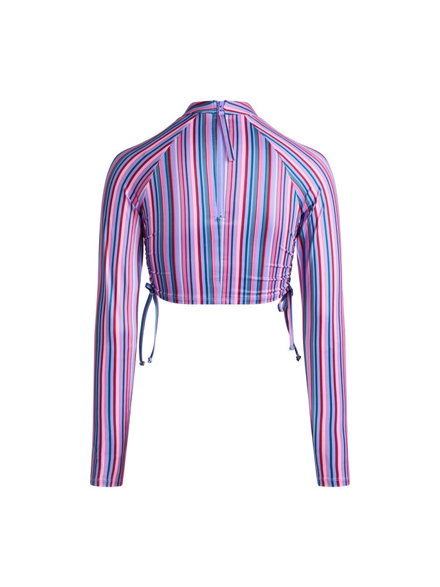 Teen Swimwear Crop Rash Top Violet Rose Stripe