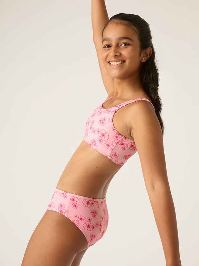 Teen Swimwear Bikini Brief Light Hibiscus Pink Print