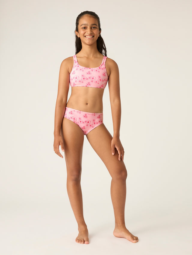 Teen Swimwear Bikini Brief Light Hibiscus Pink Print