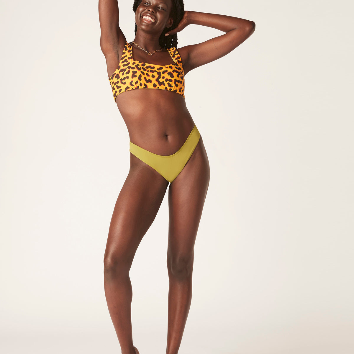Period Swimwear Brazilian Brief - Light in Earth Green