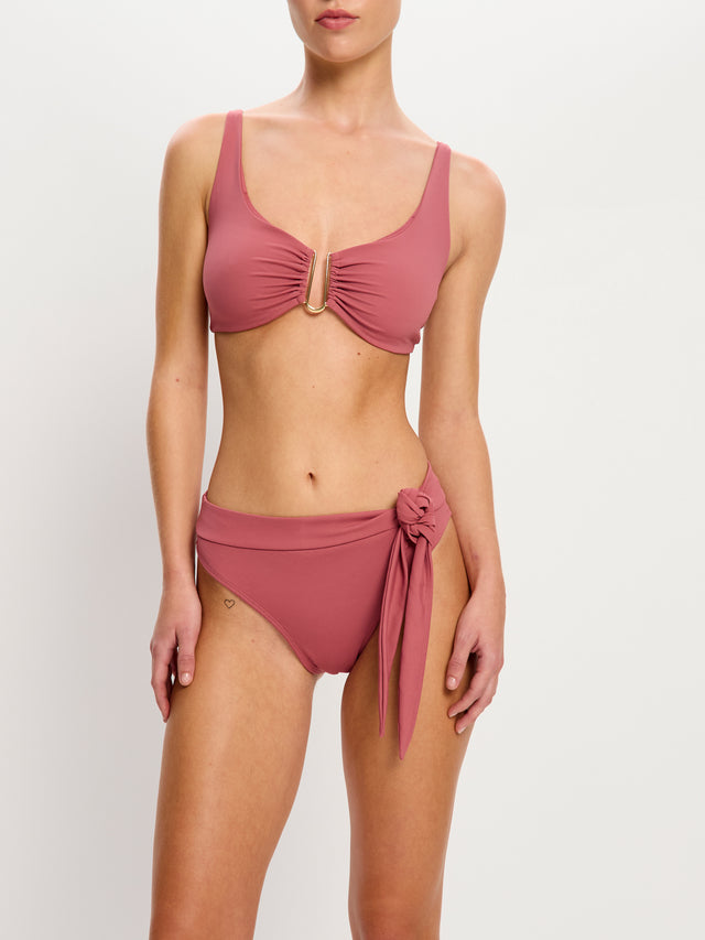 Molokai Swimwear Hi Waist Tie Bottom Super Mauve