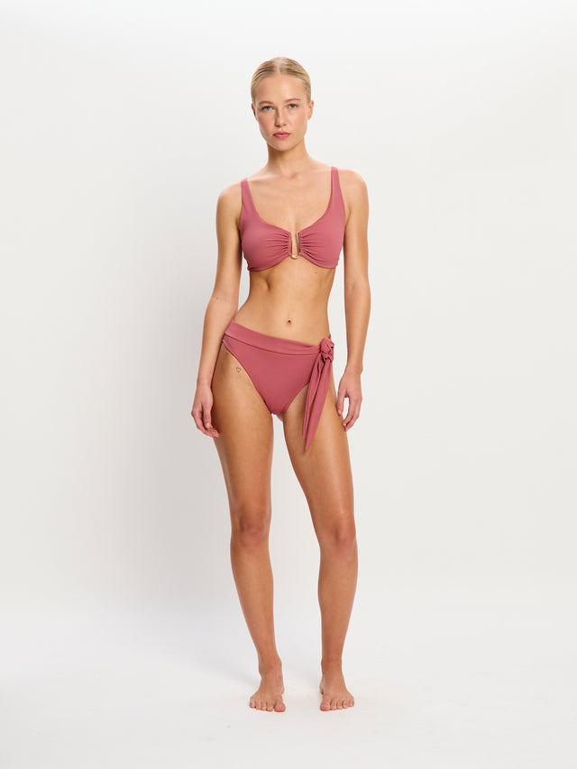 Molokai Swimwear Hi Waist Tie Bottom Super Mauve