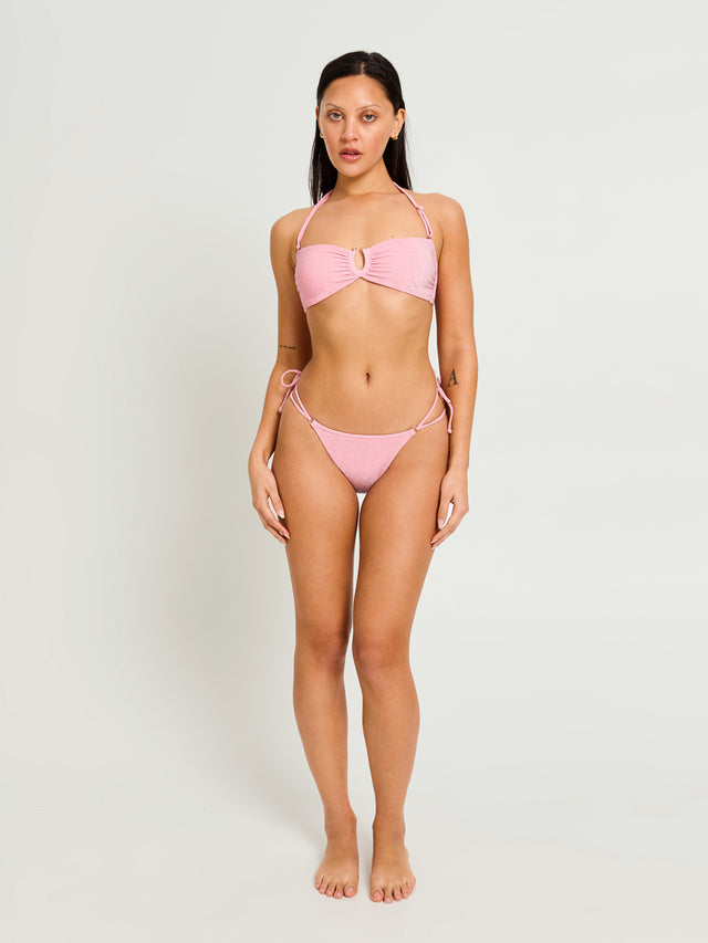 Swimwear Shimmer Hi-Leg String Bottom Super Peony Pink