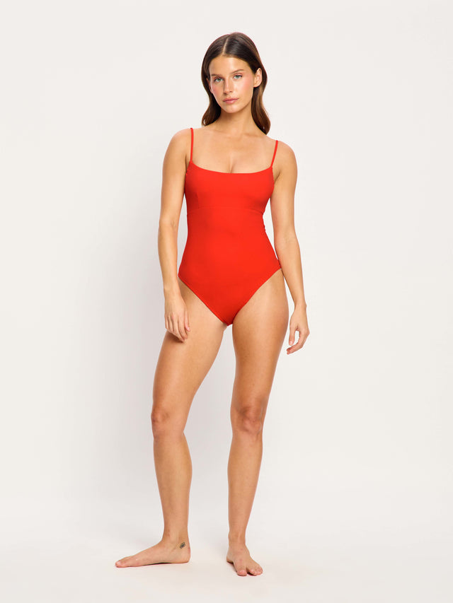 Swimwear String Back One Piece Light Poinciana