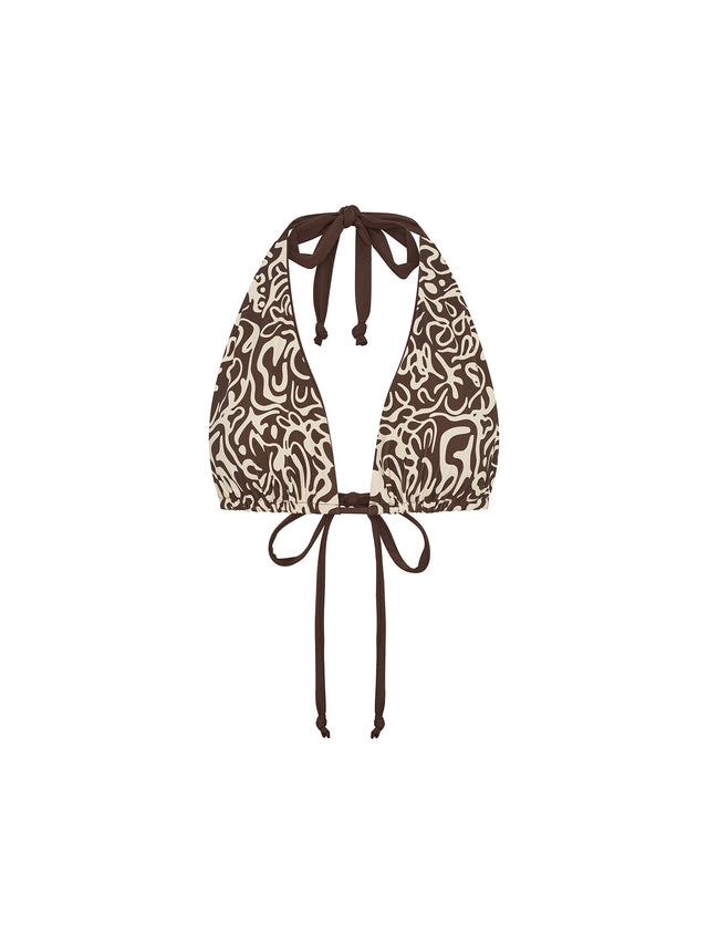 Swimwear Reversible Multiway Top Sea Swirl & Hi-Leg Bottom Chocolate