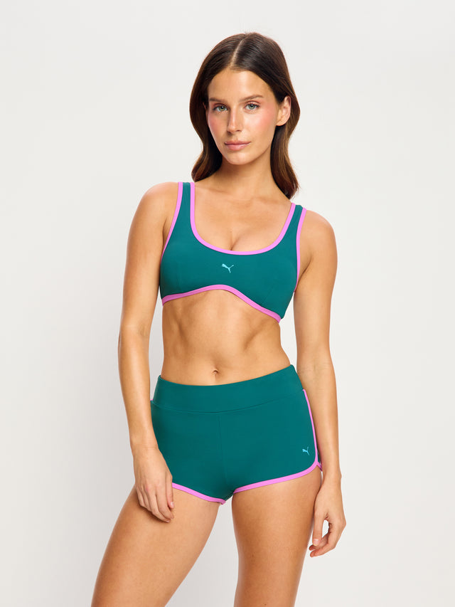 Puma X Modibodi Swimwear Scoop Bikini Top & Short Emerald Ice
