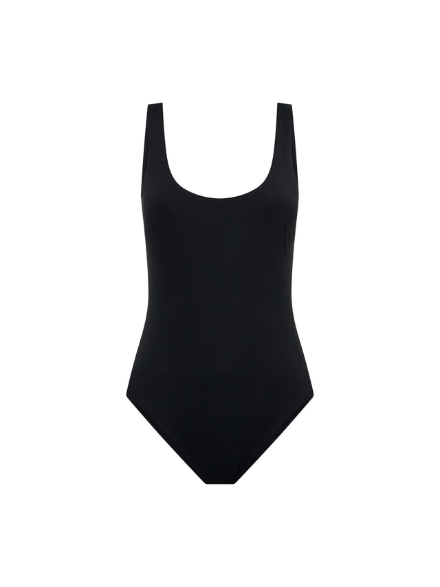 Swimwear Scoop Neck One Piece Light Black