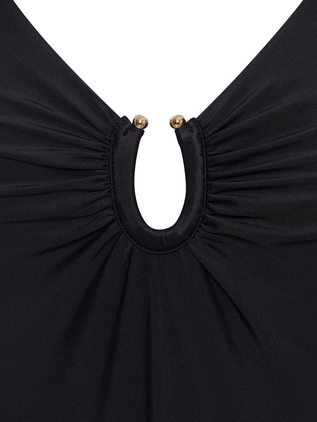 Swimwear V Neck One Piece Super Black