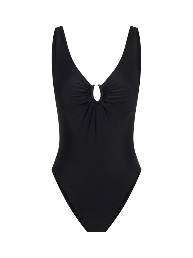Swimwear V Neck One Piece Super Black