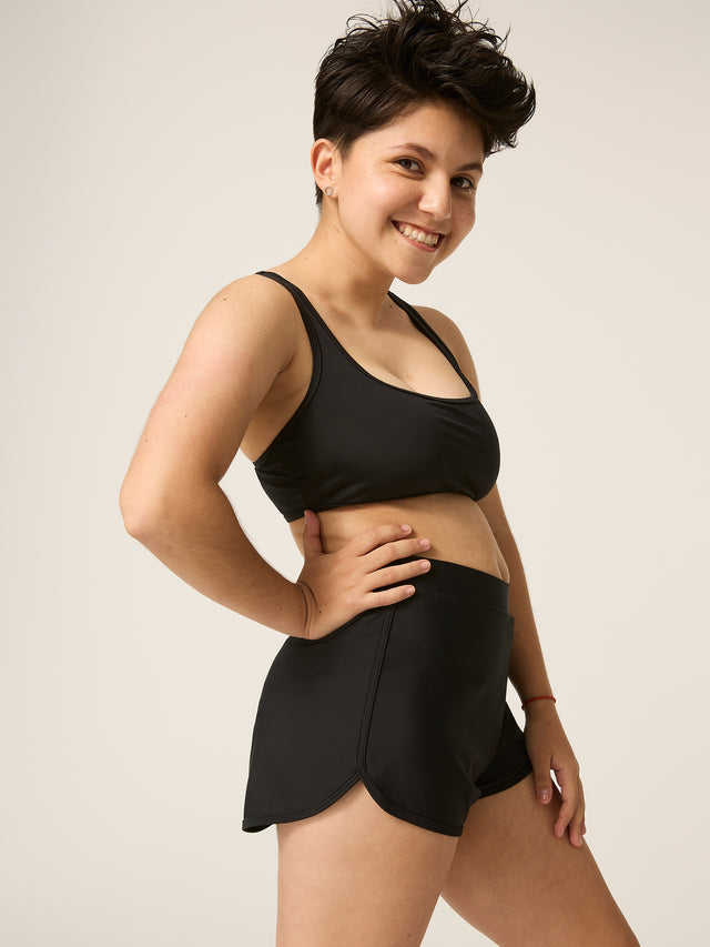 Teen Swimwear Cross Back Crop Black