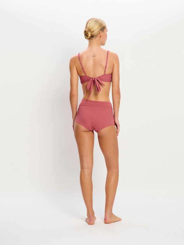 Molokai Swimwear Plunge Tie Back Top Mauve