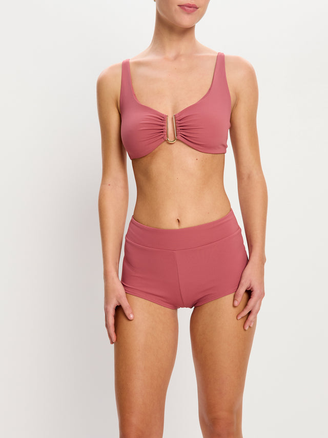 Molokai Swimwear Plunge Tie Back Top Mauve