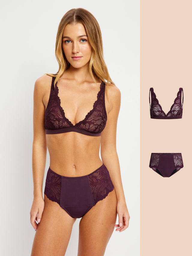 Plum Perfection Bralette & Hi Waist Brief Set