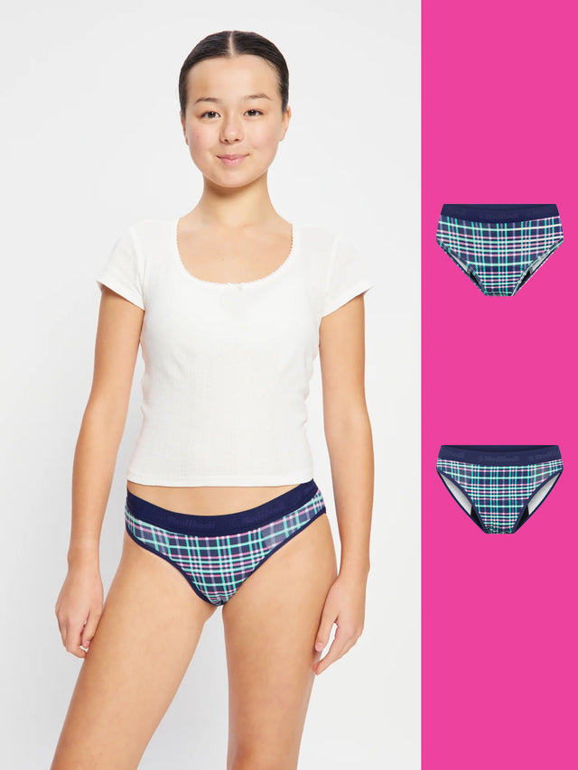 Teen Hipster Boyleg & Bikini Midnight Purple Check 2 Pack